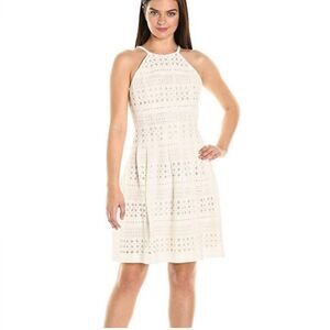 Eliza J 22W Plus Size Laser Cut Fit & Flare Halter Dress Sleeveless Knee
